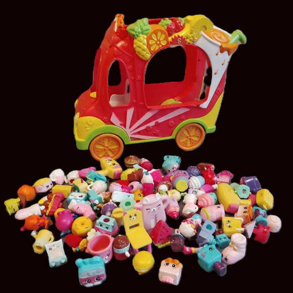 HUGE LOT SHOPKINS FIGURES SMOOTHIE TRUCK 90 MIXED RANDOM MINI FIGURES NO DUPES! - Picture 1 of 5